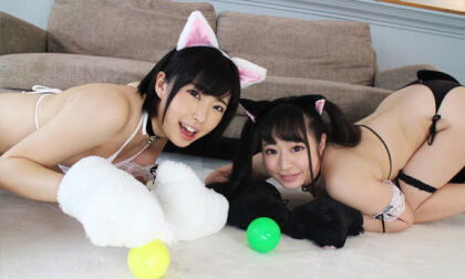 Kanon Momojiri and Hikaru Minatsuki Cute Creampie Cat Cafe Part 1 - SexLikeReal